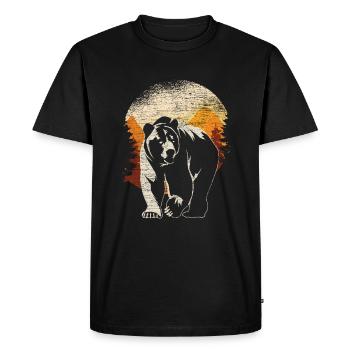 Bär Braunbär Wald - Männer Premium Bio T-Shirt - Schwarz - Vorne - Nico (187cm)