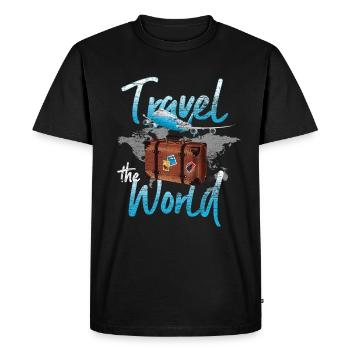 Carte du monde de voyage - T-shirt Premium bio Homme - noir - Devant - Nico (187cm)