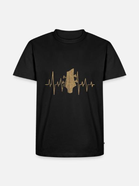 Bass guitar heart pulse - Men's Premium Organic T-Shirt - black