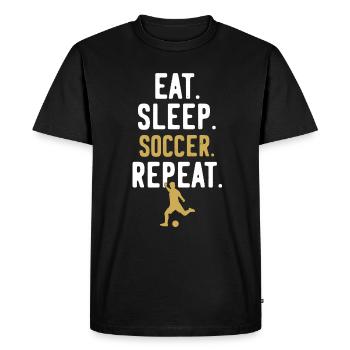 Football Funny Cool Sayings Repeat - Men's Premium Organic T-Shirt - black - Front - Nico (187cm)