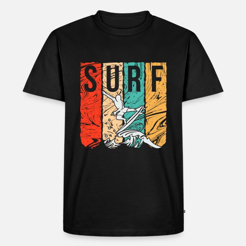 Surfen Surfer Surf Bunt - Männer Premium Bio T-Shirt - Schwarz
