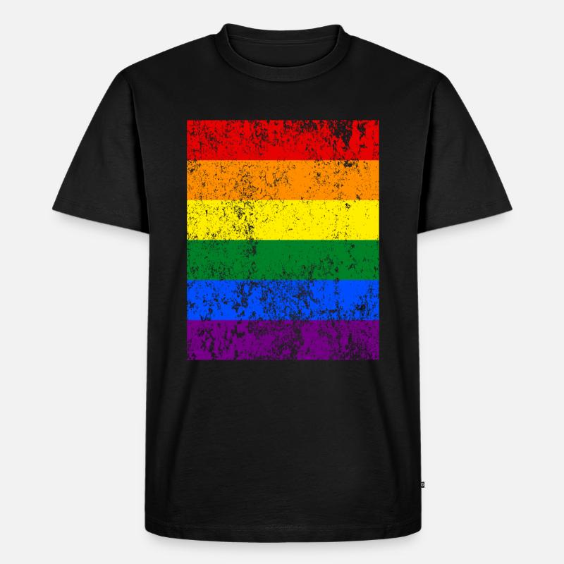 LGBT Regenbogen Pride Rainbow - Männer Premium Bio T-Shirt - Schwarz