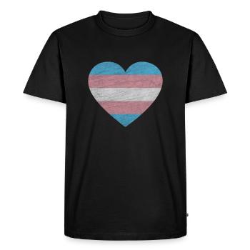 Transgender Pride Flag Coeur Drapeau LGBT Vintage - T-shirt Premium bio Homme - noir - Devant - Nico (187cm)