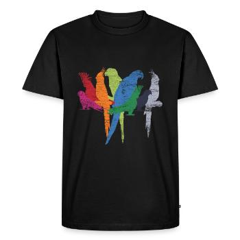Oiseaux perroquets - T-shirt Premium bio Homme - noir - Devant - Nico (187cm)