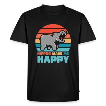 Hippopotame la chance - T-shirt Premium bio Homme - noir - Devant - Nico (187cm)