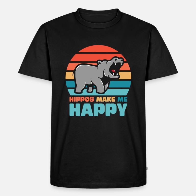 Nilpferd Glück - Männer Premium Bio T-Shirt - Schwarz