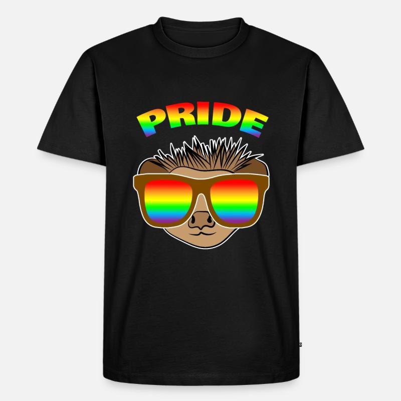 Igel Regenbogen - Männer Premium Bio T-Shirt - Schwarz