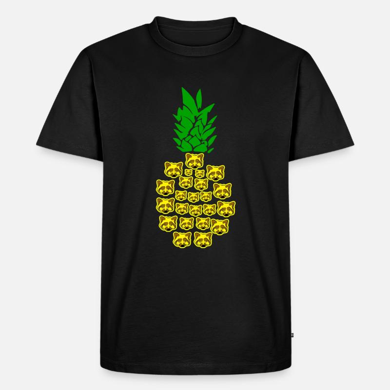 Waschbär Ananas - Männer Premium Bio T-Shirt - Schwarz