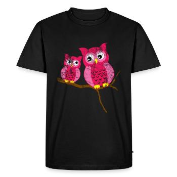 Chouette animal mignon - T-shirt Premium bio Homme - noir - Devant - Nico (187cm)