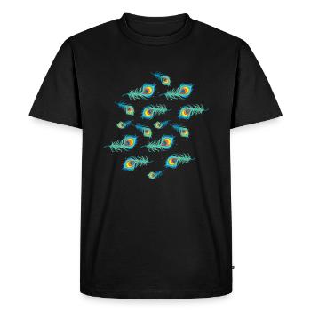 Plumage de paon - T-shirt Premium bio Homme - noir - Devant - Nico (187cm)