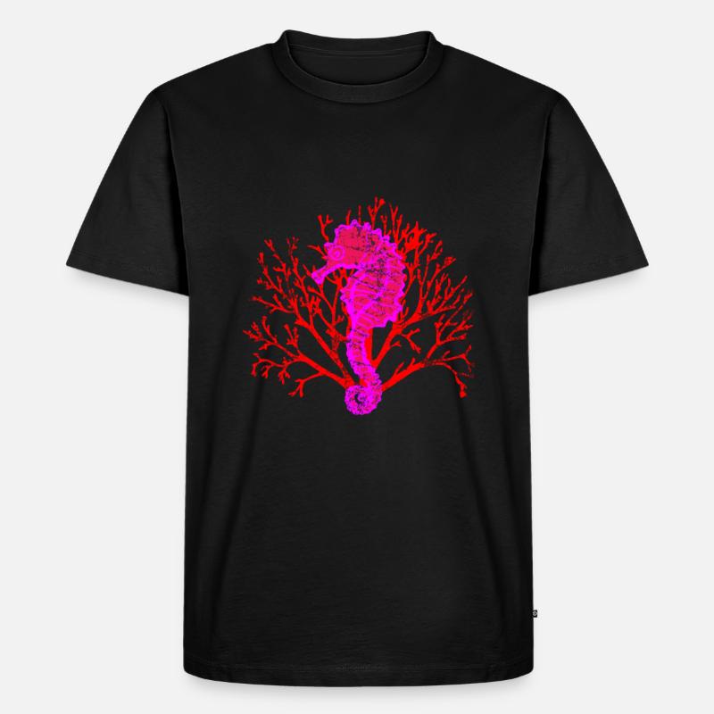 Seepferdchen Korallen - Männer Premium Bio T-Shirt - Schwarz