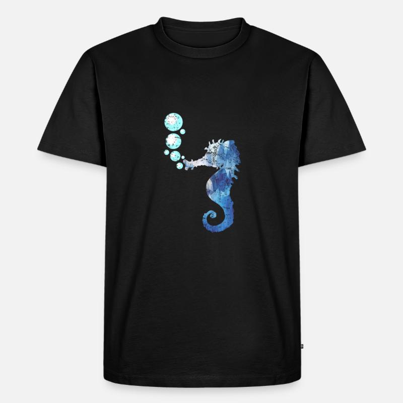 Seepferdchen Meeresbewohner - Männer Premium Bio T-Shirt - Schwarz