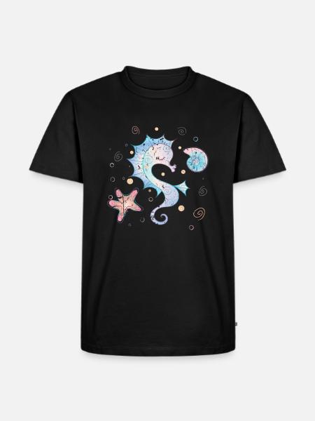 sea horse - Men's Premium Organic T-Shirt - black