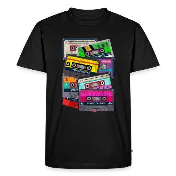 Cassette des années 80 - T-shirt Premium bio Homme - noir - Devant - Nico (187cm)