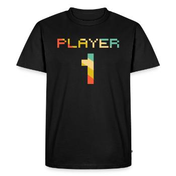 Player 1 Player 2 Gamer Couple Gamer Partner Look - Men's Premium Organic T-Shirt - black - Front - Nico (187cm)