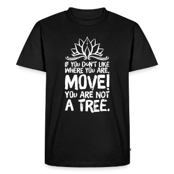 Yoga Méditation Spiritualité Arbre Blanc - T-shirt Premium bio Homme - noir - Devant - Nico (187cm)