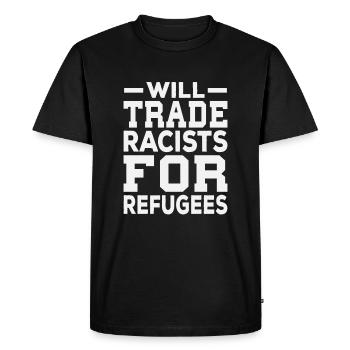 refugees - Men's Premium Organic T-Shirt - black - Front - Nico (187cm)
