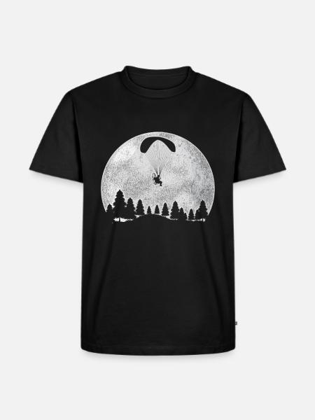 Paragliding Mond - Männer Premium Bio T-Shirt - Schwarz