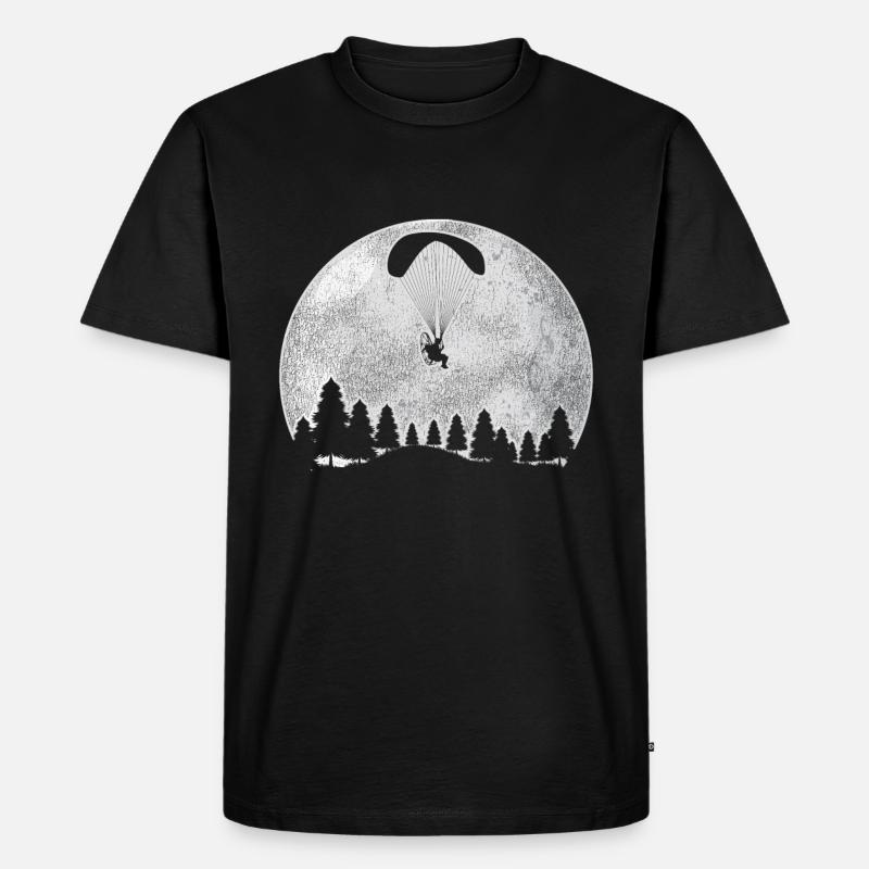 Paragliding Mond - Männer Premium Bio T-Shirt - Schwarz