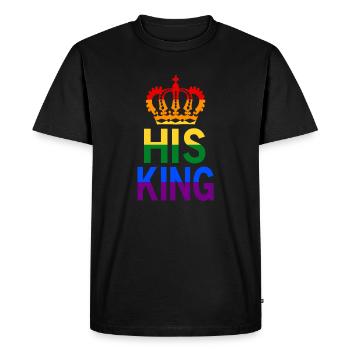 Chemise partenaire de Pride His King | Couleurs LGBT CSD - T-shirt Premium bio Homme - noir - Devant - Nico (187cm)