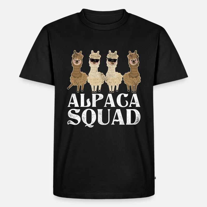 Alpaka Tier - Männer Premium Bio T-Shirt - Schwarz