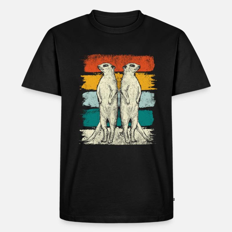 Retro Erdmännchen Tiere - Männer Premium Bio T-Shirt - Schwarz
