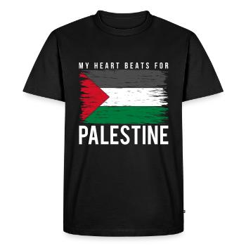 Coeur de Palestine - T-shirt Premium bio Homme - noir - Devant - Nico (187cm)