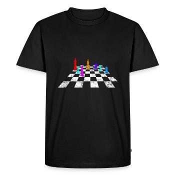 Retro Chess Move - Men's Premium Organic T-Shirt - black - Front - Nico (187cm)