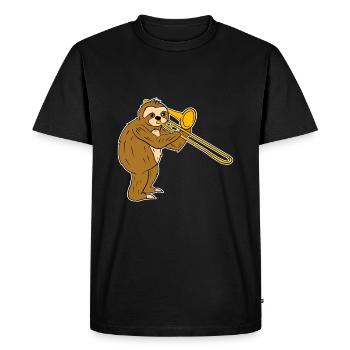 Trombone sloth music - Men's Premium Organic T-Shirt - black - Front - Nico (187cm)