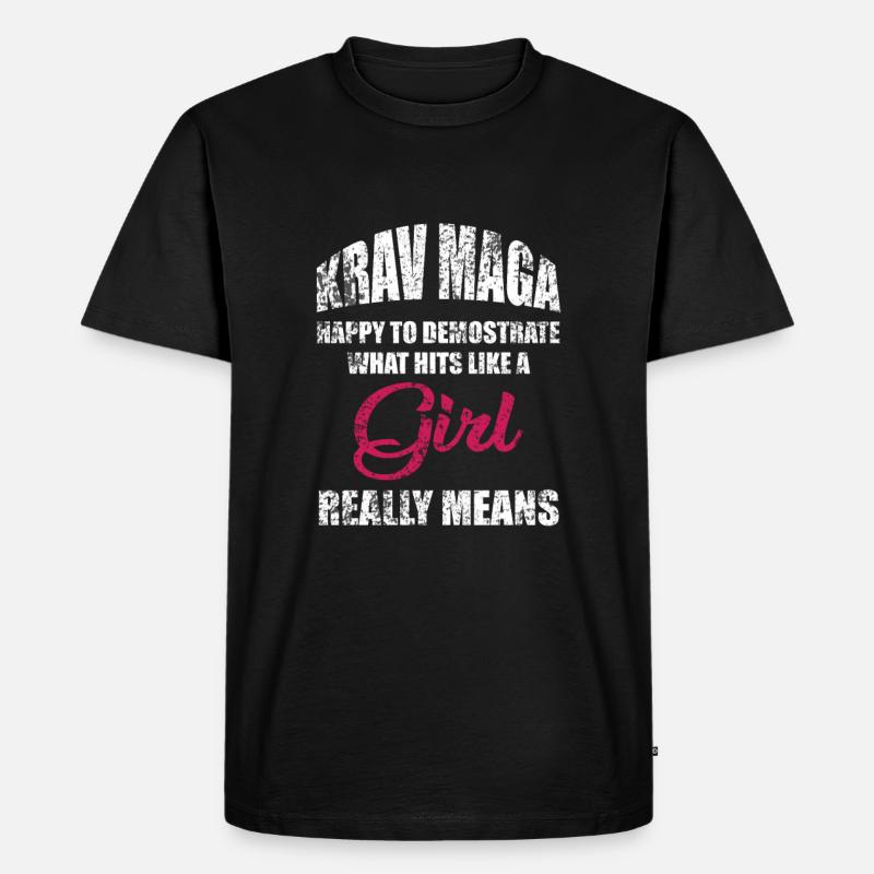 Krav Maga Mädchen - Männer Premium Bio T-Shirt - Schwarz