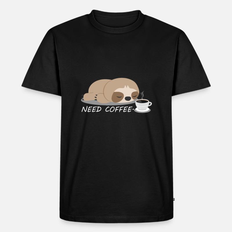 Faultier Kaffee Tier - Männer Premium Bio T-Shirt - Schwarz