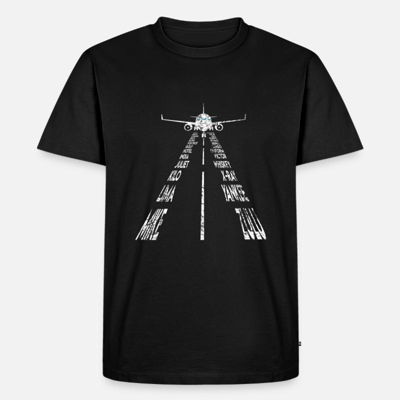 Flugzeug - Männer Premium Bio T-Shirt - Schwarz