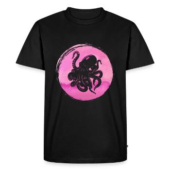 Amoureux des animaux de poulpe - T-shirt Premium bio Homme - noir - Devant - Nico (187cm)