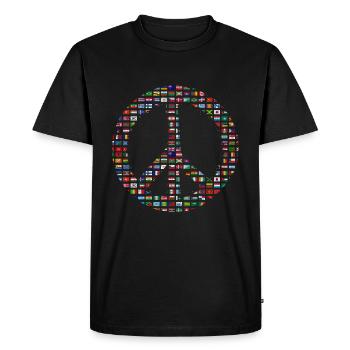 Peacezeichen 70er Jahre - Männer Premium Bio T-Shirt - Schwarz - Vorne - Nico (187cm)