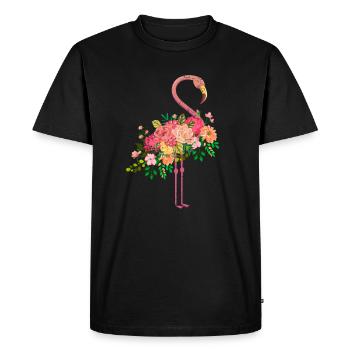 Oiseau flamant rose - T-shirt Premium bio Homme - noir - Devant - Nico (187cm)