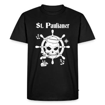 St. Paulianer Totenkopf Hamburg - Männer Premium Bio T-Shirt - Schwarz - Vorne - Nico (187cm)
