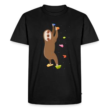 Climbing sloth - Men's Premium Organic T-Shirt - black - Front - Nico (187cm)