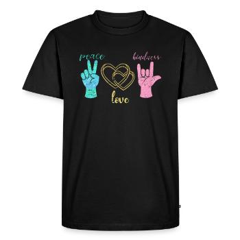 Harmonie d'amour de paix - T-shirt Premium bio Homme - noir - Devant - Nico (187cm)