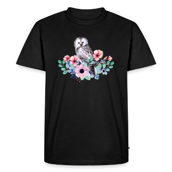 Bird Owl - Men's Premium Organic T-Shirt - black - Front - Nico (187cm)