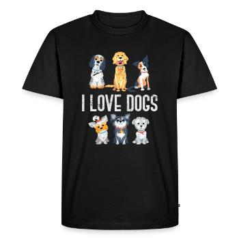 Amoureux des chiens - T-shirt Premium bio Homme - noir - Devant - Nico (187cm)
