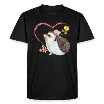 Hérisson tas de feuilles - T-shirt Premium bio Homme - noir - Devant - Nico (187cm)