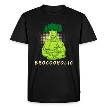 Brocoli végétalien brocoli - T-shirt Premium bio Homme - noir - Devant - Nico (187cm)