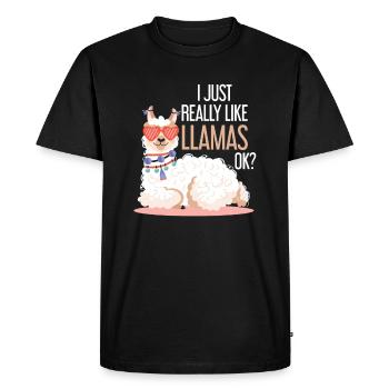 lama - Men's Premium Organic T-Shirt - black - Front - Nico (187cm)