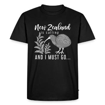 Nouvelle-Zélande Kiwi New Zealander - T-shirt Premium bio Homme - noir - Devant - Nico (187cm)