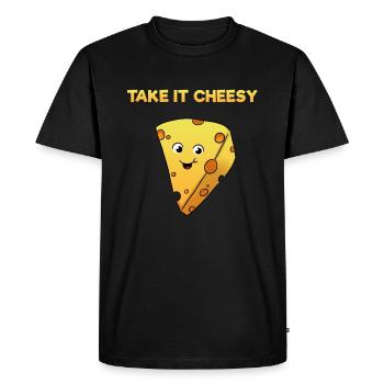 Take It Cheesy Cheese - Men's Premium Organic T-Shirt - black - Front - Nico (187cm)