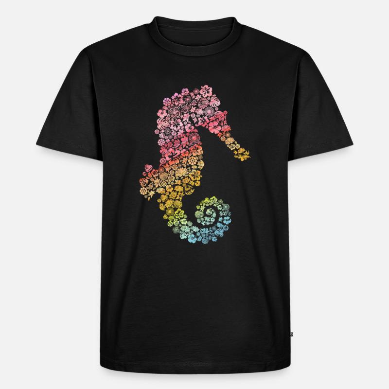Seepferdchen - Männer Premium Bio T-Shirt - Schwarz