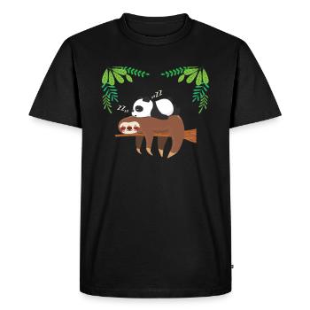 Panda paresseux lève-tard - T-shirt Premium bio Homme - noir - Devant - Nico (187cm)