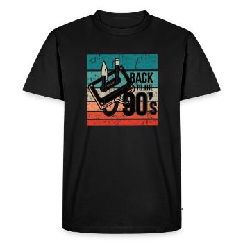 retour aux 90 s 90 - T-shirt Premium bio Homme - noir - Devant - Nico (187cm)