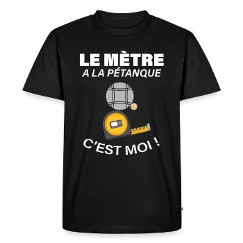Le maître à la Pétanque c'est moi T-shirt cadeau - T-shirt Premium bio Homme - noir - Devant - Nico (187cm)