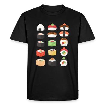 Idée cadeau maki sushi - T-shirt Premium bio Homme - noir - Devant - Nico (187cm)